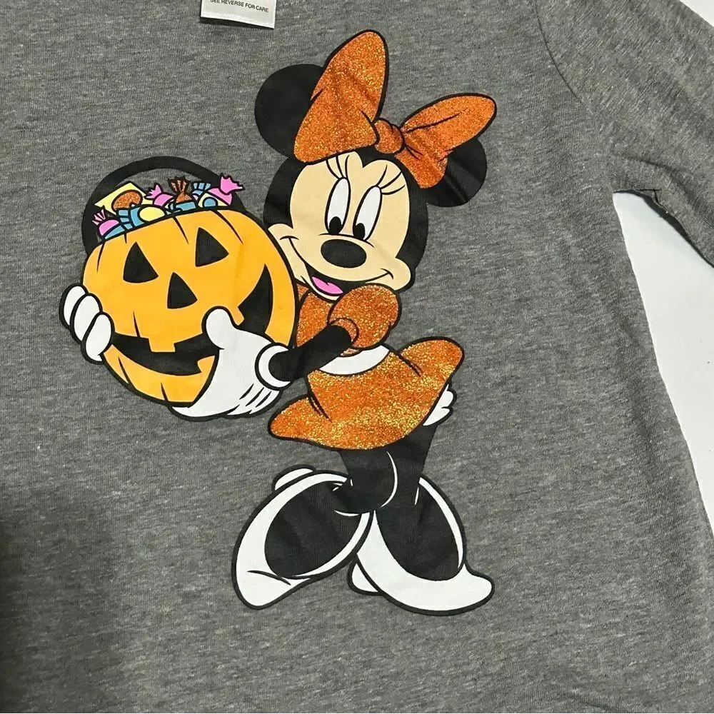 Disney Minnie Mouse Halloween Orange pumpkin girls long sleeve shirt size XS 4/5